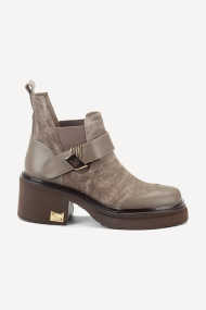 Botine din piele și textil MGZ-90-10370-bej-maro