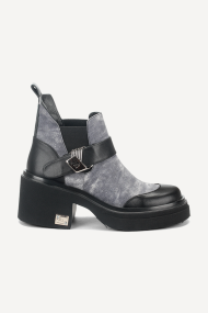 Botine din piele și textil MGZ-90-10370-negru-gri