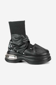 Botine din piele și textil MGZ-90-10415-negru