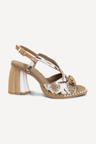 Sandale din piele cu toc mediu și imprimeu MGZ-90-157