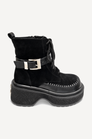 Ghete din piele întoarsă și piele naturală MGZ-90-235-negru