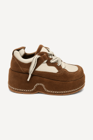 Mocasini din piele întoarsă și piele MGZ-90-249-maro-bej