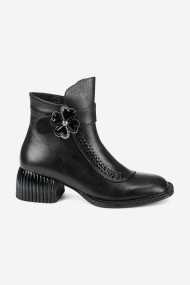Botine din piele naturală cu toc mediu MGZ-90-315-negru