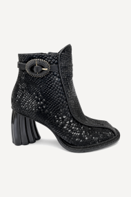 Ghete din piele naturală cu imprimeu MGZ-90-323-negru
