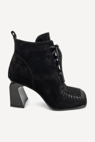 Ghete cu toc înalt din piele întoarsă MGZ-90-356-negru