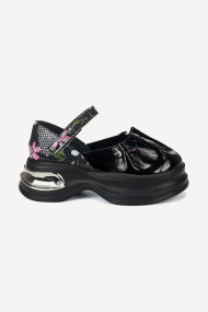 Mocasini din piele lăcuită cu imprimeu MGZ-90-479-negru