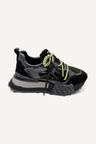 Pantofi sport din piele naturală și piele întoarsă NSR-9504-negru