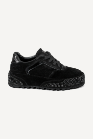 Pantofi sport din piele întoarsă NSR-9518-negru