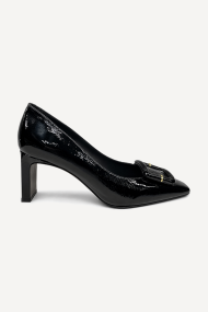 Pantofi cu toc mediu din piele lăcuită SY-27717/1-negru