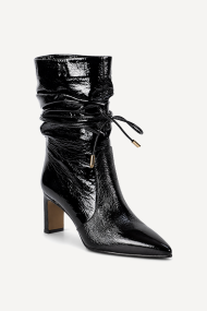 Botine din piele lăcuită cu toc mediu SY-27745