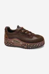 Pantofi sport din piele și piele întoarsă ARG-24554-maro