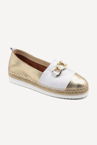 Espadrile din piele naturală ART-2610-auriu-alb