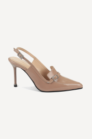 Pantofi cu toc înalt din piele lacuita ADL-1068-25-bej