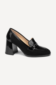Pantofi cu toc gros din piele ADL-3062-24-negru