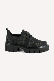 Pantofi din piele întoarsă ADL-3074-25-verde-negru
