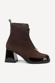 Botine din piele întoarsă cu toc mediu ADL-3330-26-maro