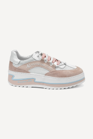 Pantofi sport din piele și piele întoarsă ARG-24-55-roz-alb