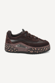 Pantofi sport din piele și piele întoarsă ARG-24554-maro