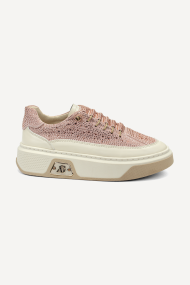 Pantofi sport din piele și piele întoarsă ARG-25518-roz