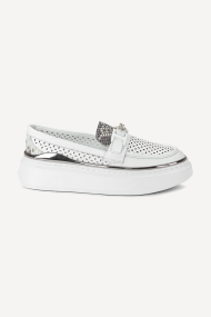Pantofi din piele ARG-25522-alb