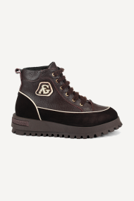 Botine sport din piele și piele întoarsă ARG-2599-maro
