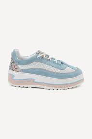 Pantofi sport din piele și piele întoarsă ARG-26500-albastru-alb