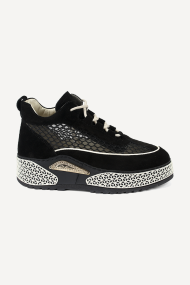 Pantofi sport de piele si textil ARG-25506-negru