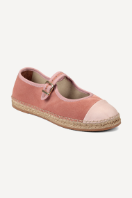 Espadrile din piele întoarsă naturală și piele ART-2606-roz