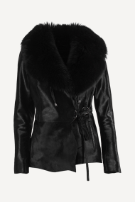 Palton de piele DMD-1509/1-negru