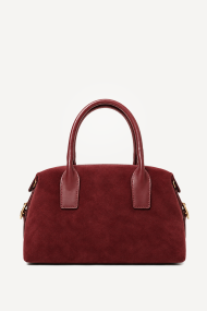 Geantă din piele întoarsă și piele ecologică DS-6417-bordo
