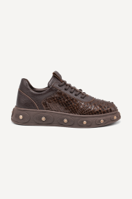 Pantofi sport din piele naturală de piton ESL-2766-maro