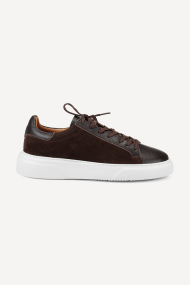 Pantofi sport din piele și piele întoarsă GS-100-26-maro