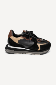 Pantofi sport din piele întoarsă și piele MGZ-05-2752-negru-maro