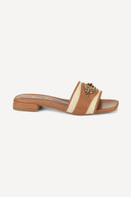 Papuci din piele cu toc jos MGZ-121-7326-bej-maro