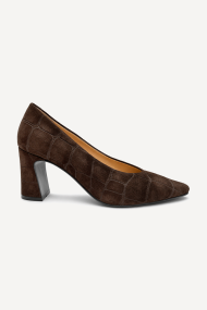Pantofi cu toc înalt din piele întoarsă MGZ-121-9158-maro