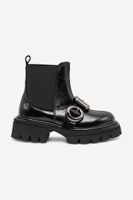 Ghete din piele naturală lăcuită MGZ-172-8666-Negru