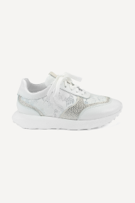 Pantofi sport de piele si dantelă MGZ-253-6037-alb