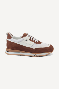Pantofi sport de piele si textil MGZ-284-61250-alb-maro