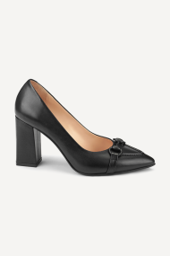 Pantofi cu toc gros din piele MGZ-330-2007-negru