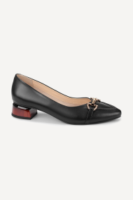 Pantofi cu toc scăzut din piele MGZ-330-2469-negru