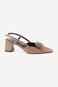 Sandale cu toc mijlociu din piele lacuita MGZ-330-2887-camel