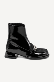 Ghete din piele lăcuită cu toc jos MGZ-330-2959-negru