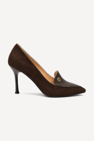 Pantofi din piele întoarsă și piele naturală cu toc mediu MGZ-330-3245