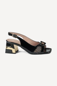 Sandale cu toc gros din piele lacuita MGZ-378-503