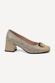 Pantofi din piele cu toc mediu MGZ-378-5298-camel-auriu