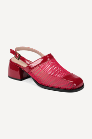 Sandale din piele lăcuită și textil MGZ-378-5365-roșu