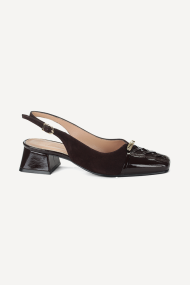 Sandale din piele întoarsă și piele lăcuită MGZ-379-1058-maro