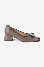 Pantofi cu toc gros din piele MGZ-379-725-bej-negru