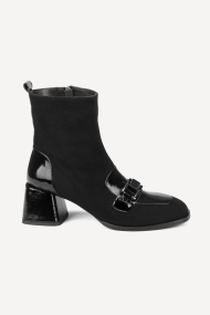 Botine cu toc gros din piele MGZ-425-4152-negru