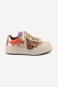 Pantofi sport de piele MGZ-85-3582-alb-bej-portocaliu